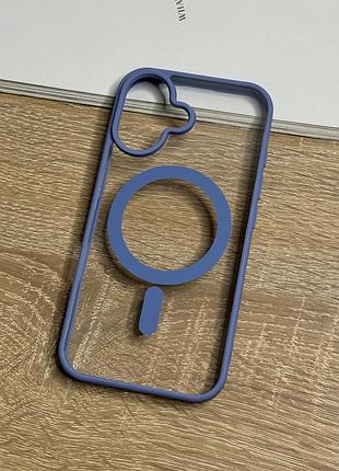 Чехол на iphone 16 с magsafe прозрачный ударопрочный tpu anti-drop 4. блакитний