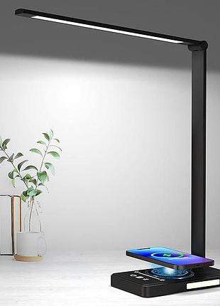 Настільна світлодіодна лампа з бездротовою зарядкою desk lamp 10 w multi-angle design ek011a