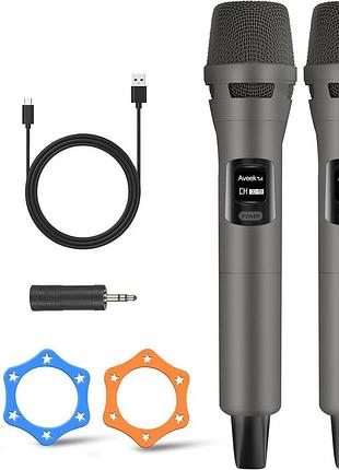 2 шт. бездротові мікрофони aveek dynamic microphone v8 комплект ручних мікрофонів