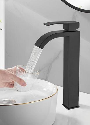 Змішувач для раковини 31 см baitujie basin mixer tap tall високий квадратний одноважільний змішувач із матовим покриттям