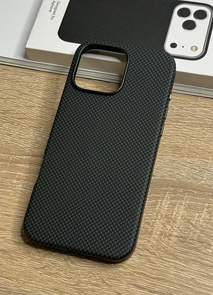Чохол для iphone 16 pro max з magsafe, шкіряний з м'якою підкладкою dark green carbon leather d2