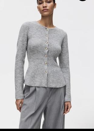 Сірий кардиган на ґудзиках h&m