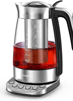 Скляний електричний чайник 1.7 л longdeem tea maker ld-k1041 чайник з регулюванням температури 2200 вт