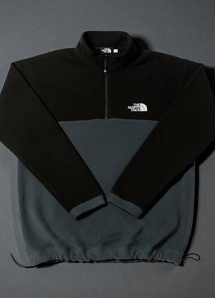 Чоловічий зимовий анорак the north face флісовий чорно-сірий кофта на блискавці тнф на флісі xl (b)