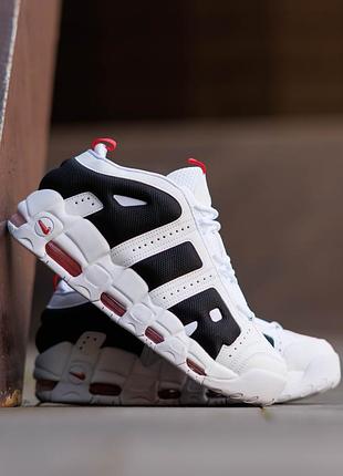 Чоловічі кросівки nike air more uptempo low white black red