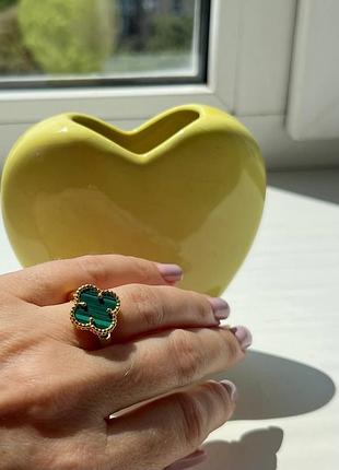Кільце van cleef позолота 18 к/кільце конюшина зелене в золоті