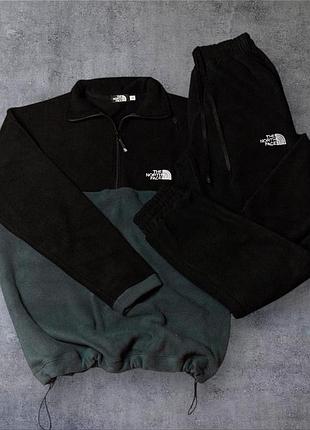 Чоловічий зимовий спортивний костюм the north face темно-сірий флісовий комплект зе норт фейс плюшевий m (b)