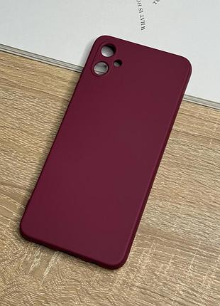 Силиконовый чехол на samsung galaxy a05, бордовый противоударный с защитой камеры и микрофиброй