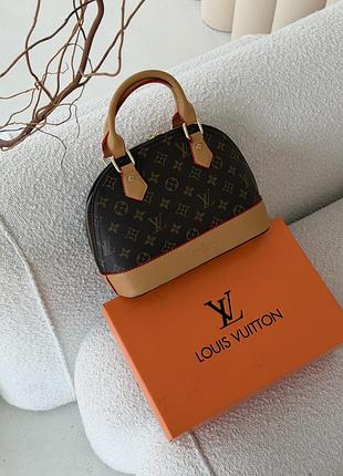 Сумка louis vuitton alma bb коричневый + бежевый е