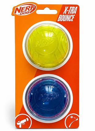 Игрушка для собак nerf dog x-tra bounce - резиновые мячики с высоким отскоком, 2 шт.