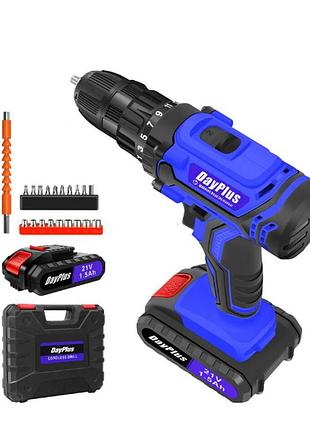Аккумуляторная дрель-шуруповерт 1500 мач 21 в dayplus cordless drill дрель с быстрозажимным патроном