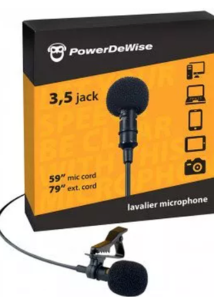 Микрофон петличный 3.5 мм powerdewise lavalier универсальный конденсаторный петличный микрофон