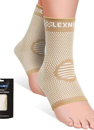 Комплект із 2 компресійних бандажів lexniush ankle brace ss1-3 m beige компресійні бандажі для гомілкостопу