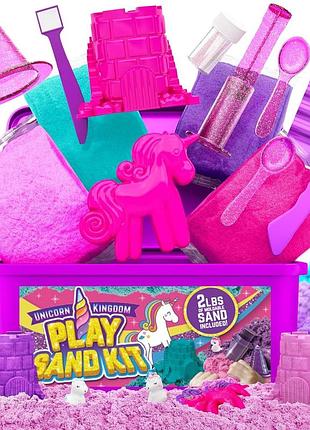 Набор кинетического песка girlzone unicorn kingdom play sand kit 7 в 1 детский игровой набор для творчества