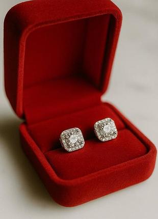 Серьги серебро 925 с муассанитом