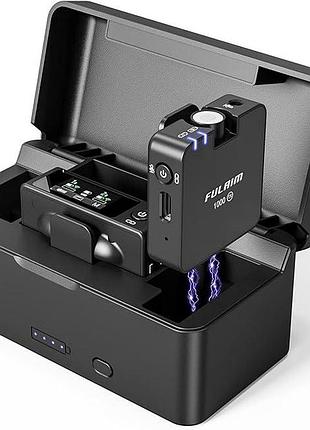 Беспроводная петличная микрофонная система fulaim 1000pro радиосистема с зарядным чехлом, до 18 часов работы