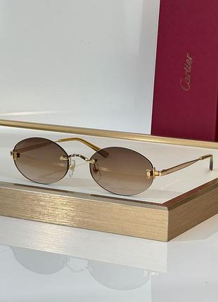 Солнцезащитные очки cartier ct0543s фотохромные безободковые 55-15-140 линзы коричневого цвета
