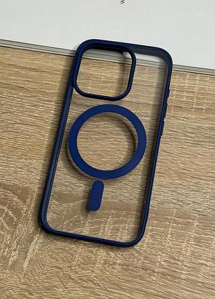 Чохол на iphone 15 pro з magsafe прозорий ударостійкий tpu anti-drop 4. синій