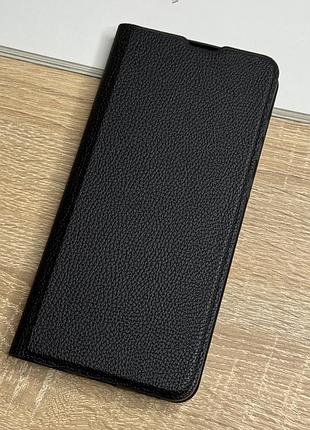 Шкіряний чохол книжка на samsung galaxy a05 чорного кольору з захистом камери leather design