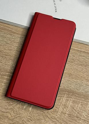 Кожаный чехол книжка на samsung galaxy a07 красного цвета leather design