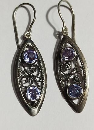 Серьги ссср из серебра 875 пробы со звездой