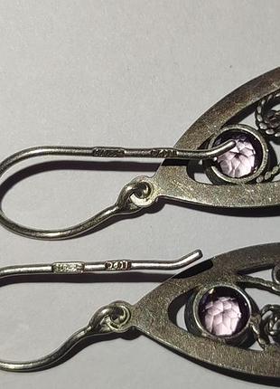 Серьги ссср из серебра 875 пробы со звездой 4