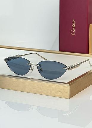 Солнцезащитные очки cartier ct0543s фотохромные без оправы 55-15-140 линзы синего цвета