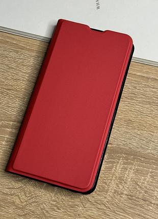 Кожаный чехол книжка на samsung galaxy a34 красного цвета leather design