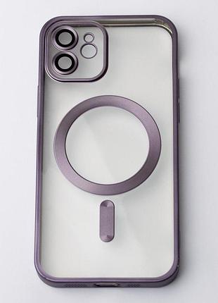 Силиконовый чехол magsafe shining matte для iphone 12 deep purple