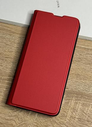 Кожаный чехол книжка на samsung galaxy a05 красного цвета leather design