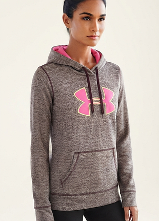 Спортивное худи under armour (меланж / розовый логотип, размер xs-s)