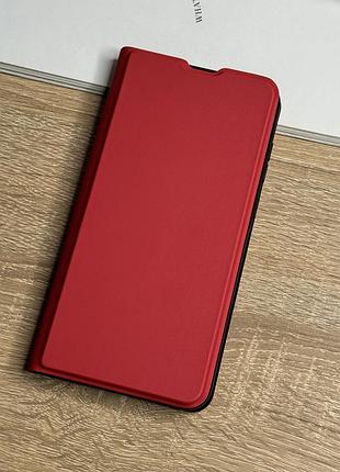 Кожаный чехол книжка на samsung galaxy a35 красного цвета leather design