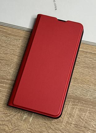 Кожаный чехол книжка на samsung galaxy s23 plus красного цвета leather design