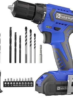 Акумуляторний дриль fadakwalt cordless dril tool kit dc-7120s електричний дриль-шурупокрут 1500 об/хв