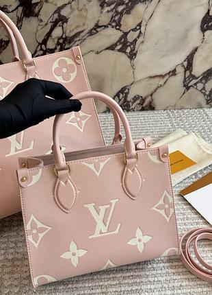 Louis vuitton onthego pm monogram empreinte pink / beige 25x19