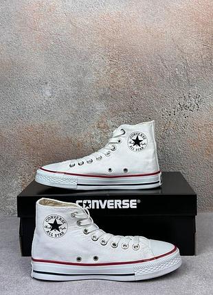 Женские кеды converse all star высокие белые текстиль кроссовки конверсы (bon)