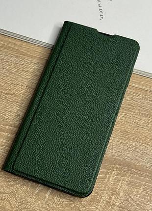 Шкіряний чохол книжка на samsung galaxy a16 темно-зеленого кольору leather design