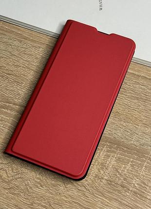 Шкіряний чохол книжка на samsung galaxy s25 plus червоного кольору leather design