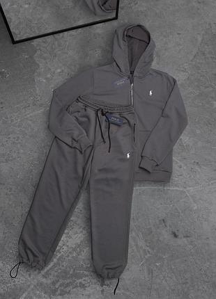 Мужской костюм polo ralph lauren серый без капюшона комплект поло на молнии xl (b)