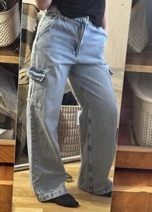 Світлі джинси карго wide-leg (широкі) it's basic 2