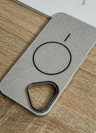 Чехол на iphone 16 серый с блестками с магнитом магсейф