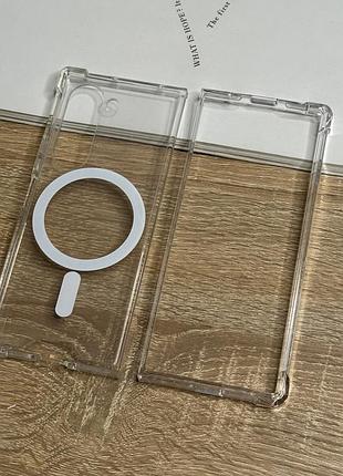 Чехол на samsung galaxy fold 6 с magsafe, прозрачный tpu clear case