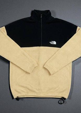 Чоловічий зимовий анорак the north face флісовий чорно-бежевий кофта на блискавці тнф на флісі xl (b)