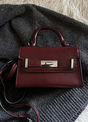 Сумка вишньового кольору zara 2