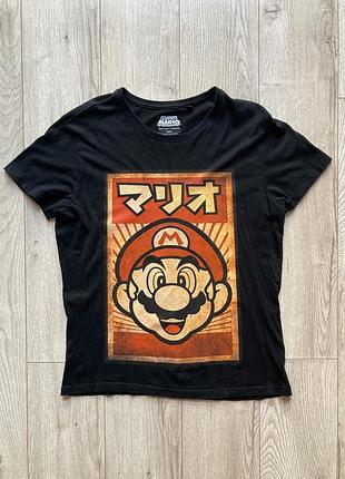 Футболка super mario bros nintendo xs s чорна вінтажна ретро мерч 100% бавовна тішка тишка