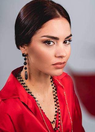 Изысканные серьги в позолоте mya итальялия премиум бренд натуральный камень