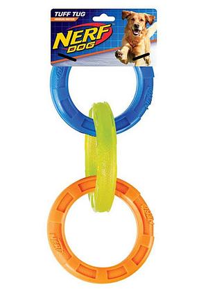 Nerf dog tuff tug - прочная игрушка для собак, кольца для перетаскивания, резиновые, синее/зеленое/оранжевое
