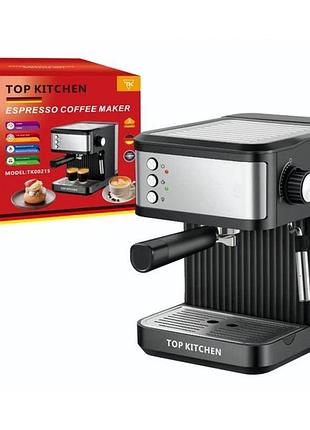 Кофеварка эспрессо top kitchen tk-00215 рожковая 1500 вт 1,8 л 1-3 чашки эспрессо 15 bar yp-64
