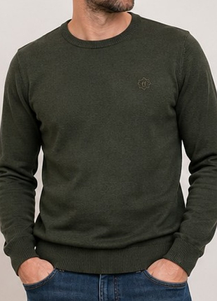 Мужской джемпер riley premium cotton хаки, 100% хлопок, m / 48–50