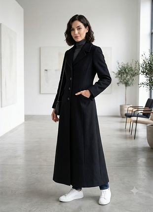 Элегантное длинное шерстяное пальто maxi style file | 100% pure new wool (woolmark) |